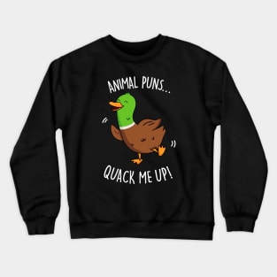 Animal Puns Quack Me Up Cute Duck Pun Crewneck Sweatshirt